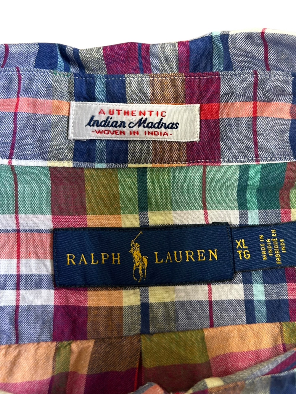 RALPH LAUREN Authentic Indian Madras Plaid Short Sleeve Button Down Shirt XL - Picture 2 of 11